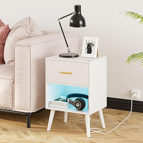 Miniatura 14 de Mesita de noche, mesa auxiliar pequeña, mesita de noche con cajón, mesita de noche moderna, mesa auxiliar para dormitorio, sala de estar (a rayas de