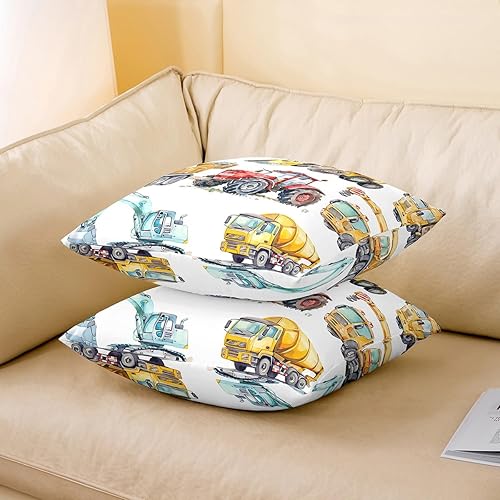 Miniatura 3 de Fundas de almohada decorativas para excavadora para niños, fundas de almohada retro para sofá del hogar, fundas de cojín para tractor, maquinaria de