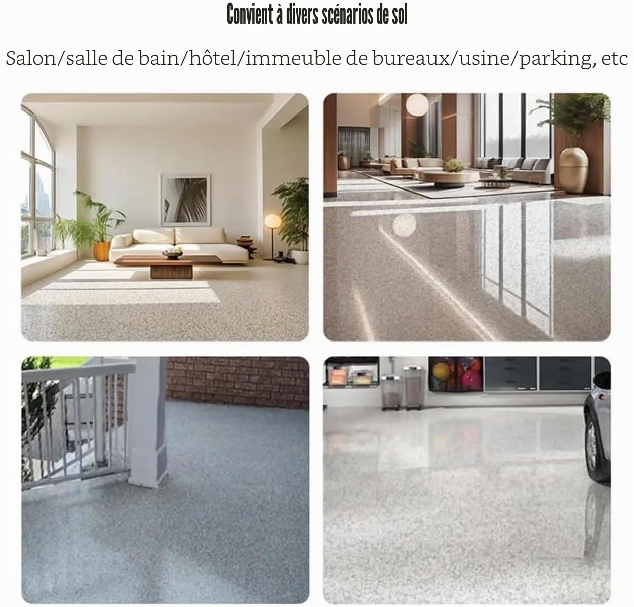 Peinture de sol couleur sable époxy, revêtement de sol époxy effet marbre brillant, peinture époxy imperméable à base d'eau (gris foncé)