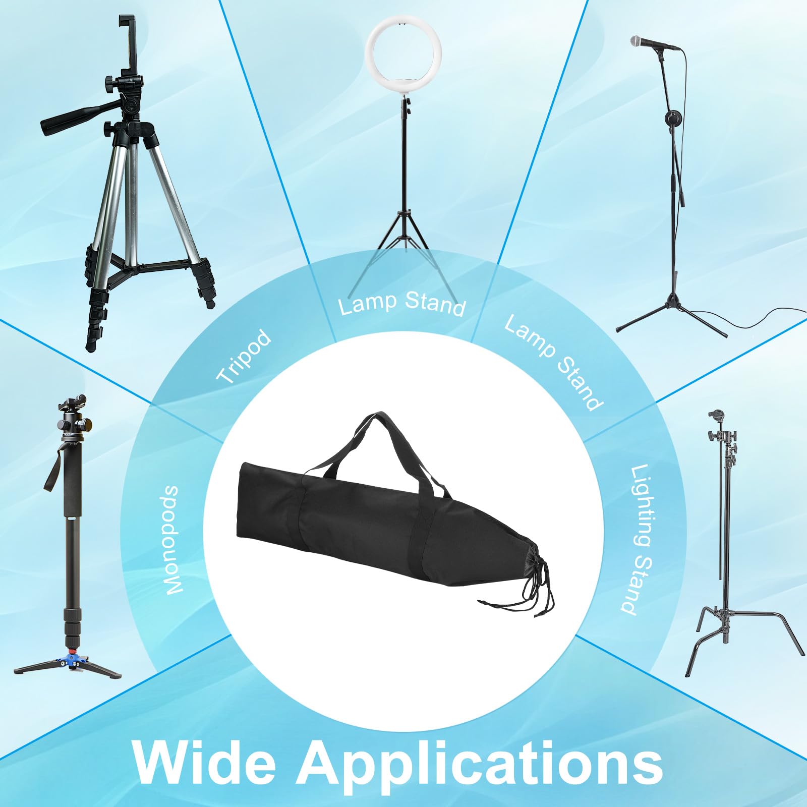 PATIKIL Estuche de Transporte para Trípode de 85x26 cm, 1 Pieza, Bolsa Acolchada de Nylon con Asas para Soportes de Luz, Trípodes y Accesorios de Fotografía, Negro