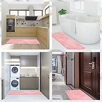 Vista 7 de Simple Solid Color Kitchen Mat Set of 2 Pcs, Non Slip Kitchen Rug Blush Powder, Retro Grunge Rock Style Washable Absorbent Floor Mat Runner Rug