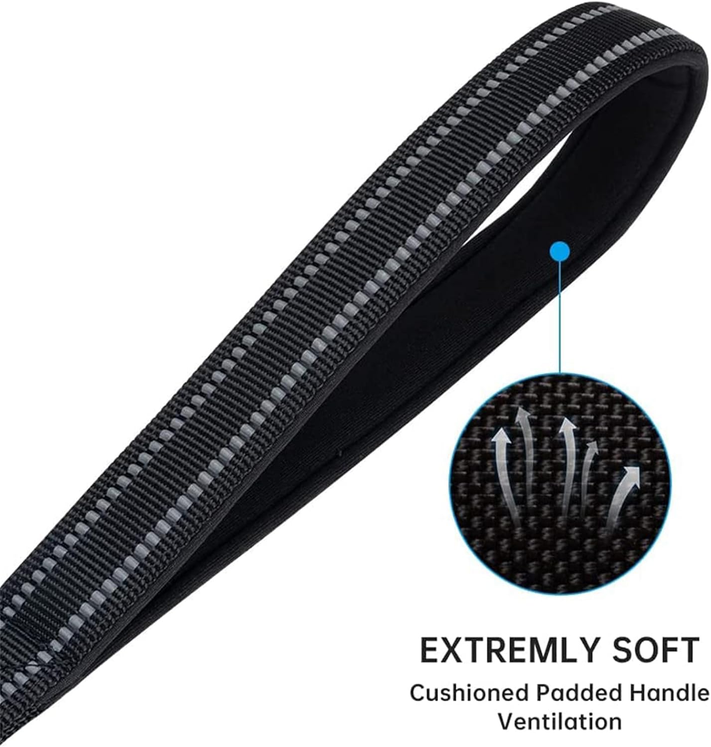 EXCELLENT ELITE SPANKER 5FT Reflective Double Dog Leash for Two Dogs 1" W | No Pull Heavy Duty Dual Leash Rope Quick Release with Padded Handle for Medium & Large Dogs Night Walking Training
