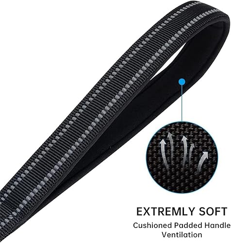 Miniatura 3 de EXCELLENT ELITE SPANKER Correa reflectante doble para perro, correa doble para perro, 5 pies, correa múltiple para perro con asa acolchada para dos