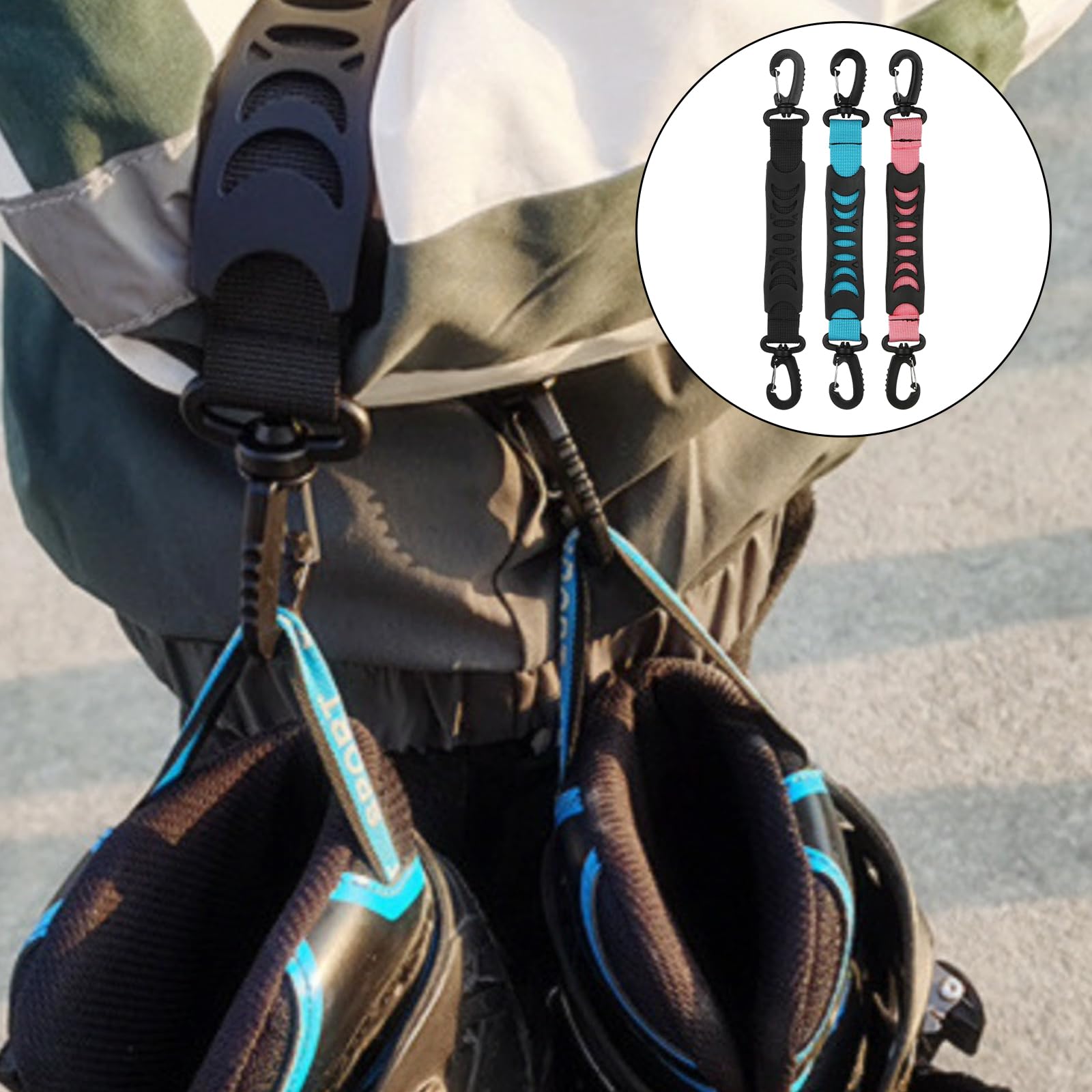 3 Stück Skates Carry Leash Ski Straps und Pole Carrier Ski-Tragegurt Rollerskates Tragbarer Tragegriff Rollschuh Trageband Skischuhe Trageband Einkaufen Gurtband Handle