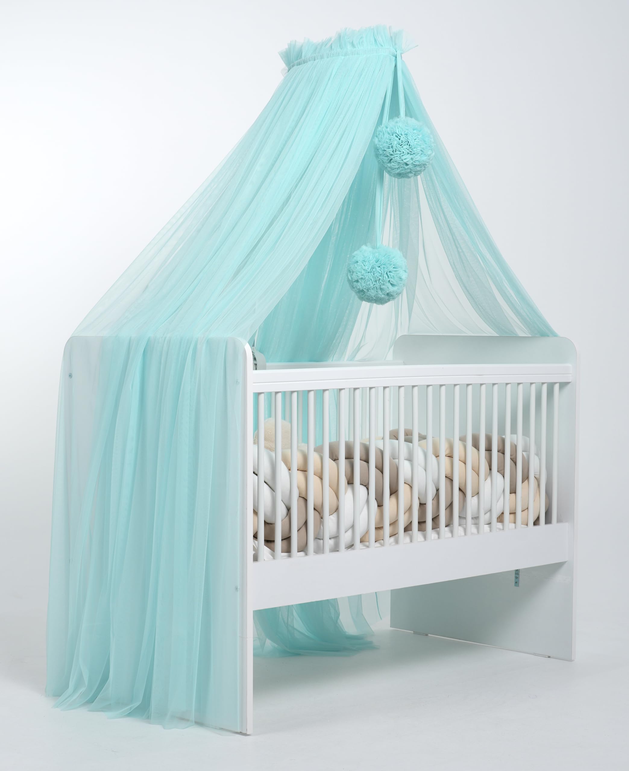 Baby Fancyroom Betthimmel für Babybett, Prinzessib Babywiege, Moskitonetz, Beistellbett Himmel, Babyzimmer Deko, Baldachin Kinderzimmer aus Premium Tüll (Mintgrün)