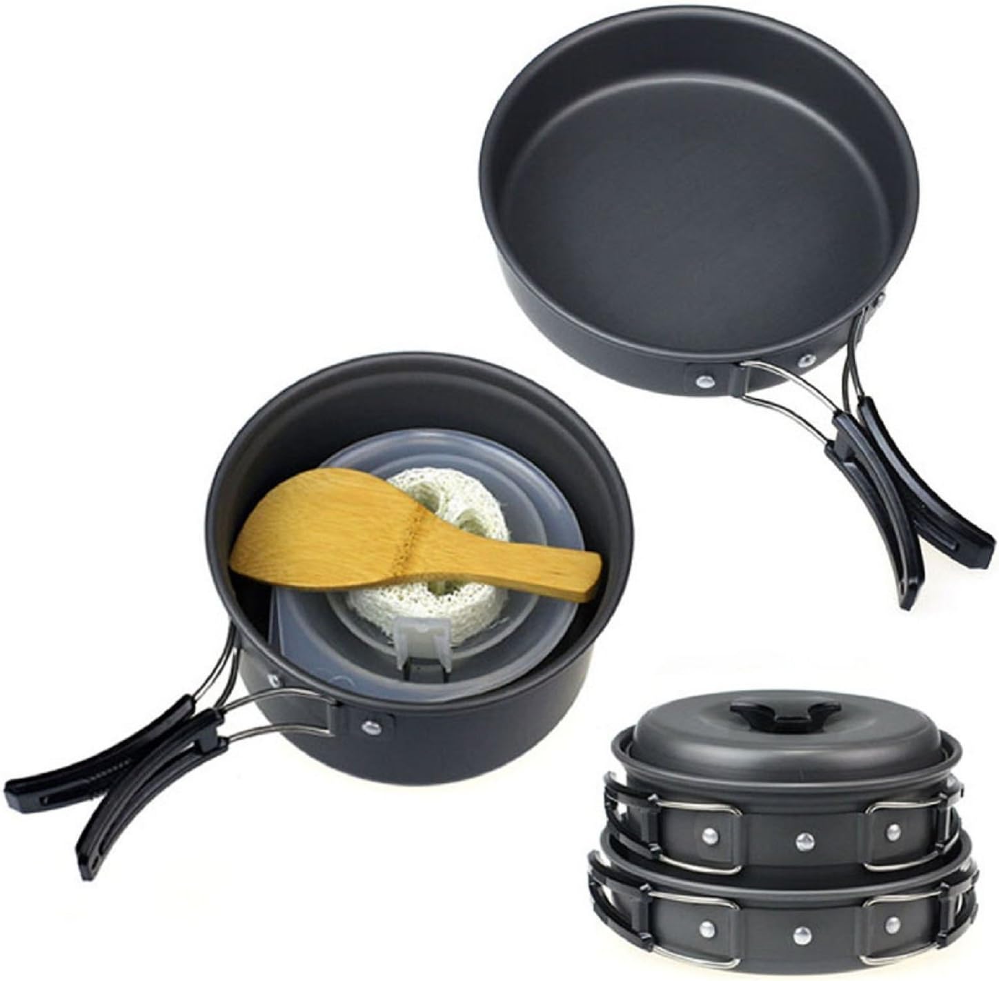 Perfectbaby New 8pcs Outdoor Camping Hiking Picnic Backpacking Pot Pan Cookware 1-2 Person Cooking Bowl Set
