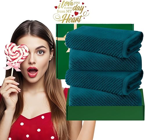 Vista 271 de VOOVA & MOVAS Toallas verdes para baño, 100% algodón, de secado rápido, ligeras, gruesas, suaves, juego de toallas de 6 piezas, 2 baños grandes