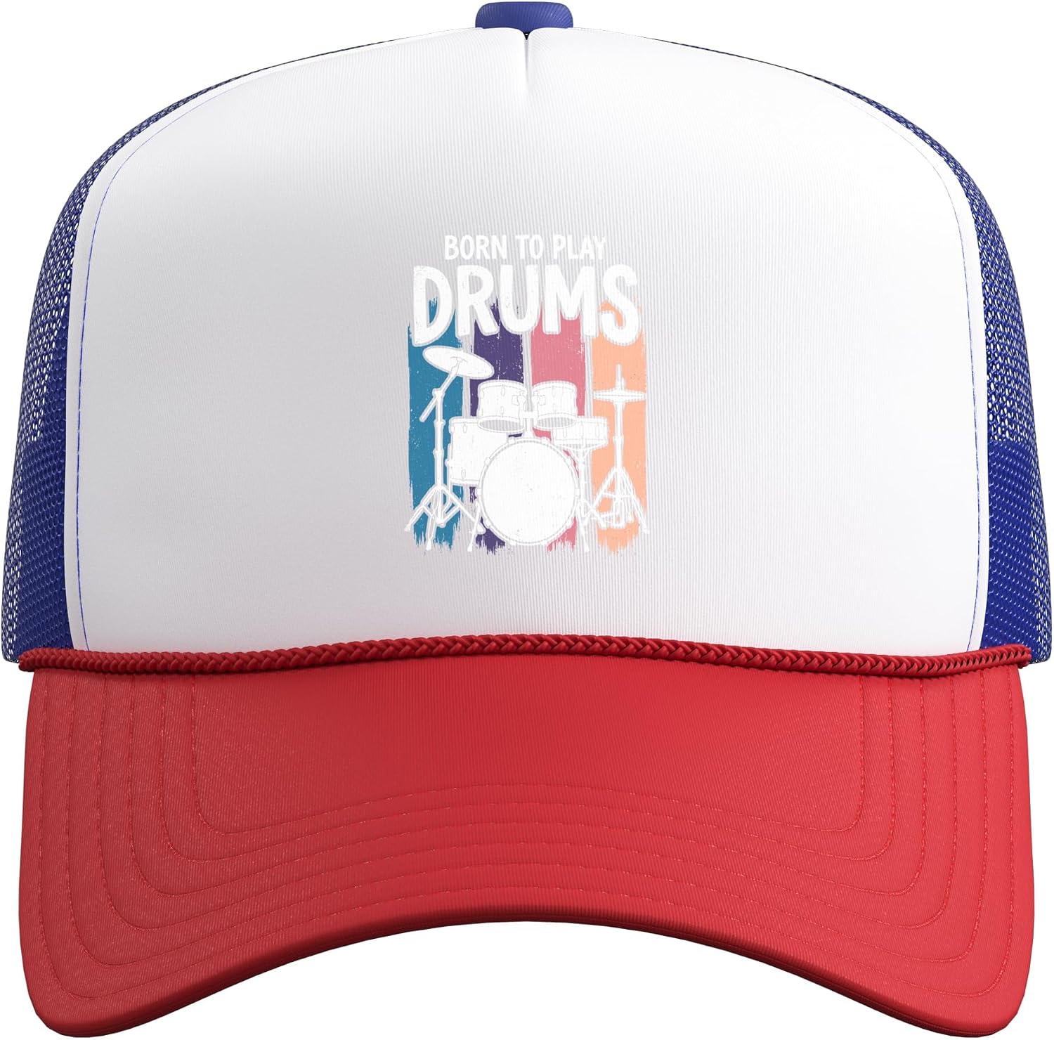 Born to Play Drums Set Tee Drummer Musician Rock Music Band Trucker Hat with Adjustable Mesh Back image 2
