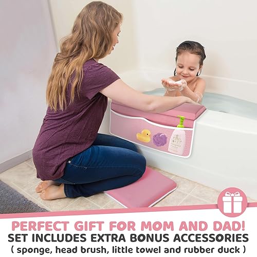 Miniatura 7 de Sleepah Juego de almohadillas de baño para rodillas y codos para baño de bebé, tapete organizador de espuma viscoelástica suave impermeable para