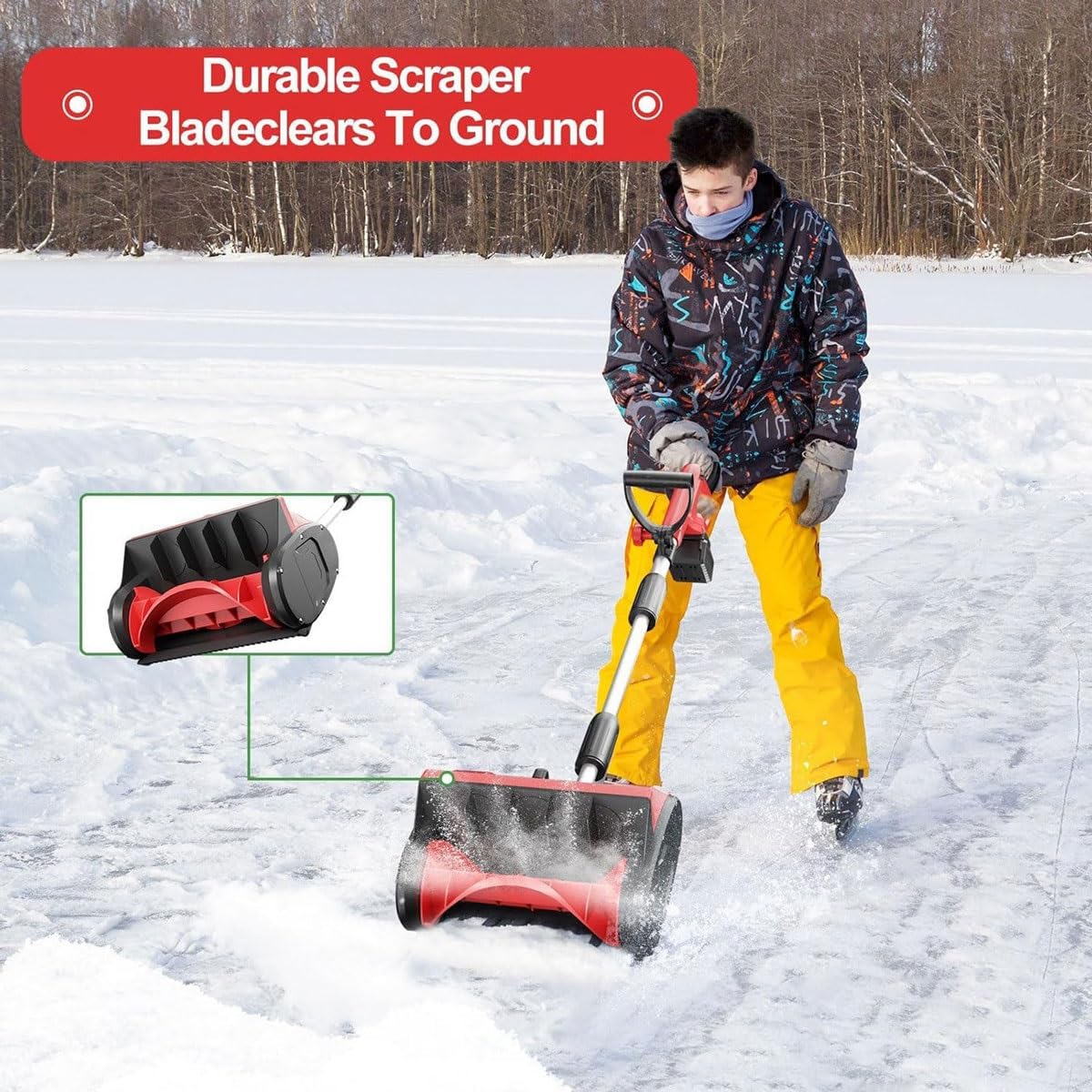 Pala da Neve a Batteria, spazzaneve Elettrico da 20 V 4,0 Ah con Impugnatura Regolabile, spazzaneve Elettrico, Larghezza 32 cm, Altezza 16 cm, for la Pulizia del vialetto