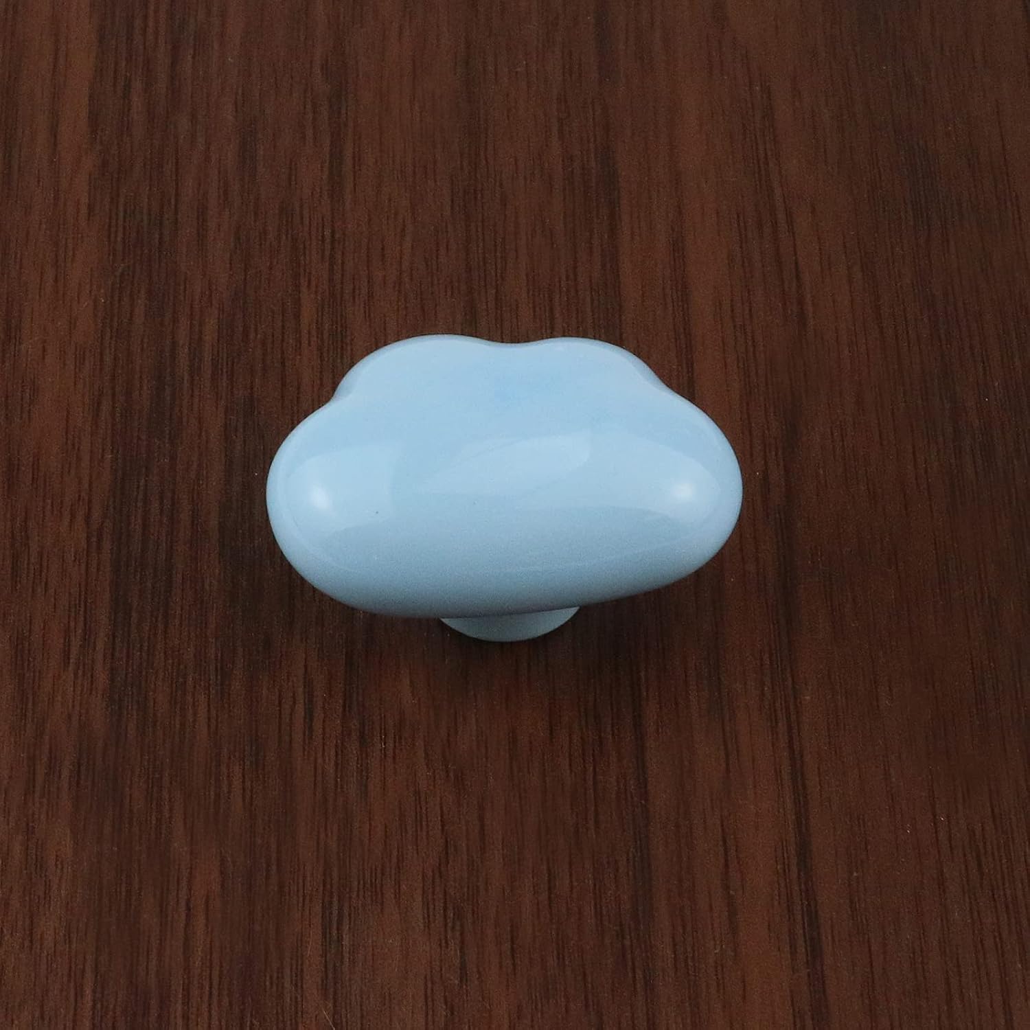 6pcs Cute Cloud Shape Ceramic Drawer Knobs Safeproof Rounded Edge Cabinet Pulls Handles for Kids Room (Baby Blue)