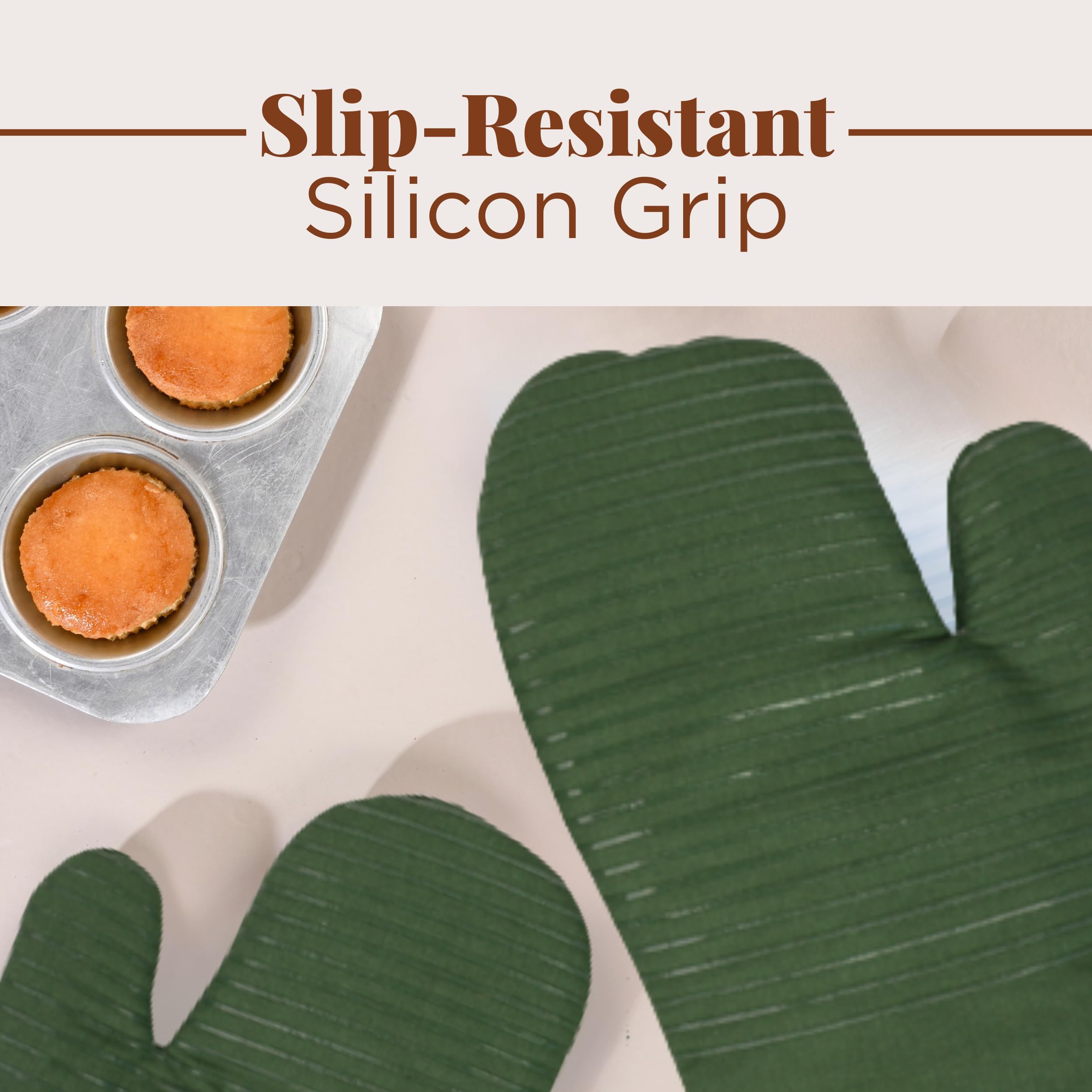 Gant de cuisine (matcha, 100 % coton avec silicone)