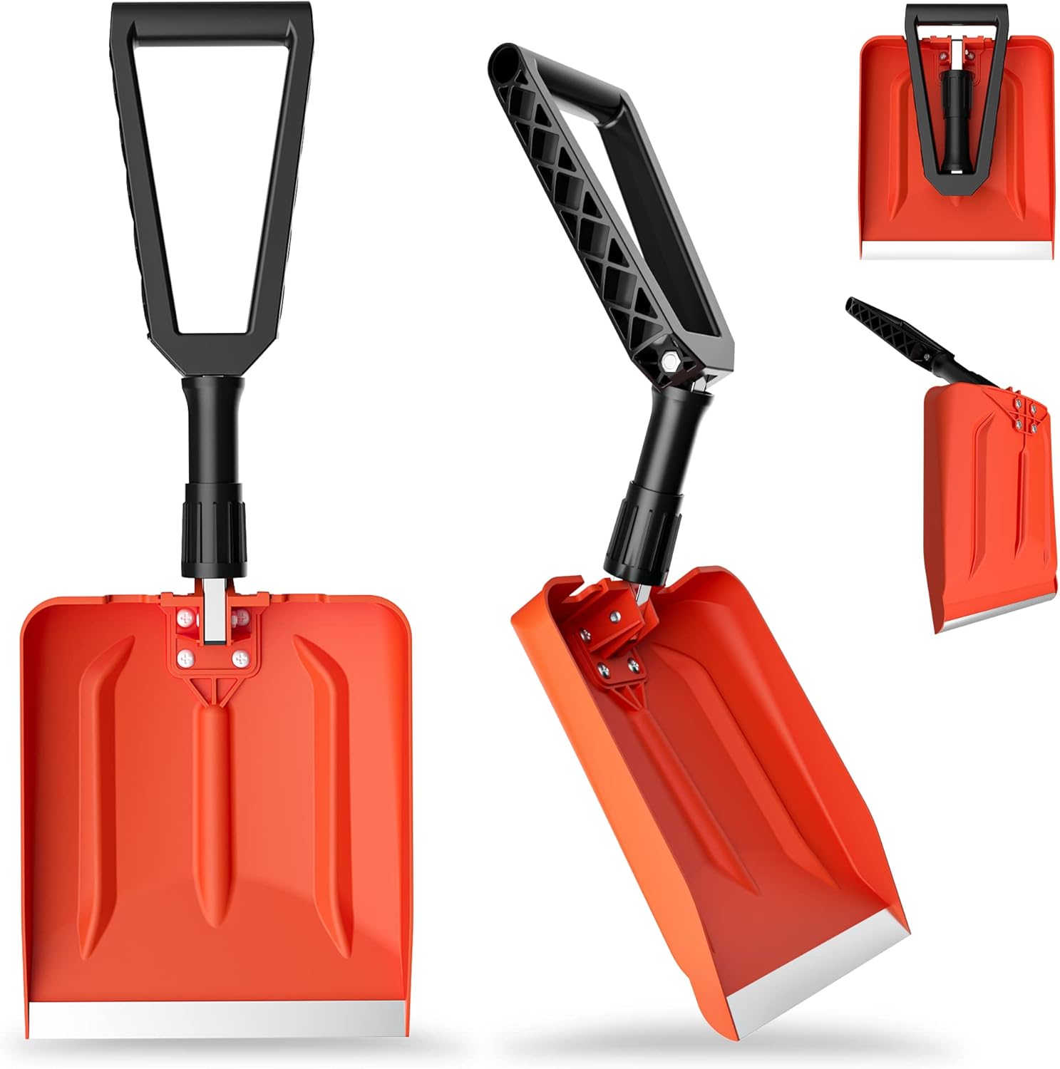 VOLTASK Folding Snow Shovel with DGrip Handle and