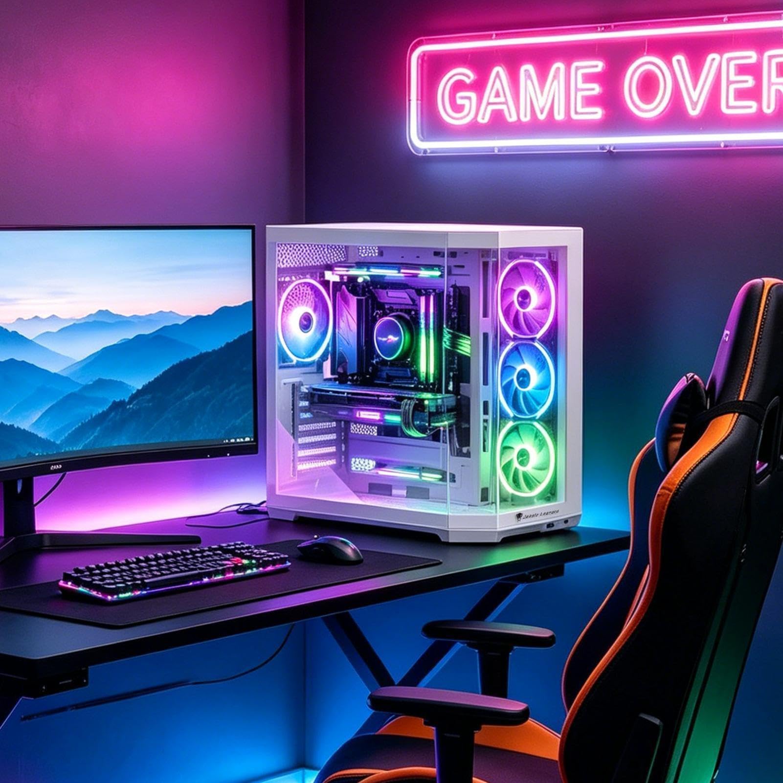 Case ATX Alto Flusso d'Aria | Case Per PC Da ATX Supporta Fino A 10 Ventole Cassa Desktop Con Pannelli Laterali Anteriori In Vetro Temperato Compatibile