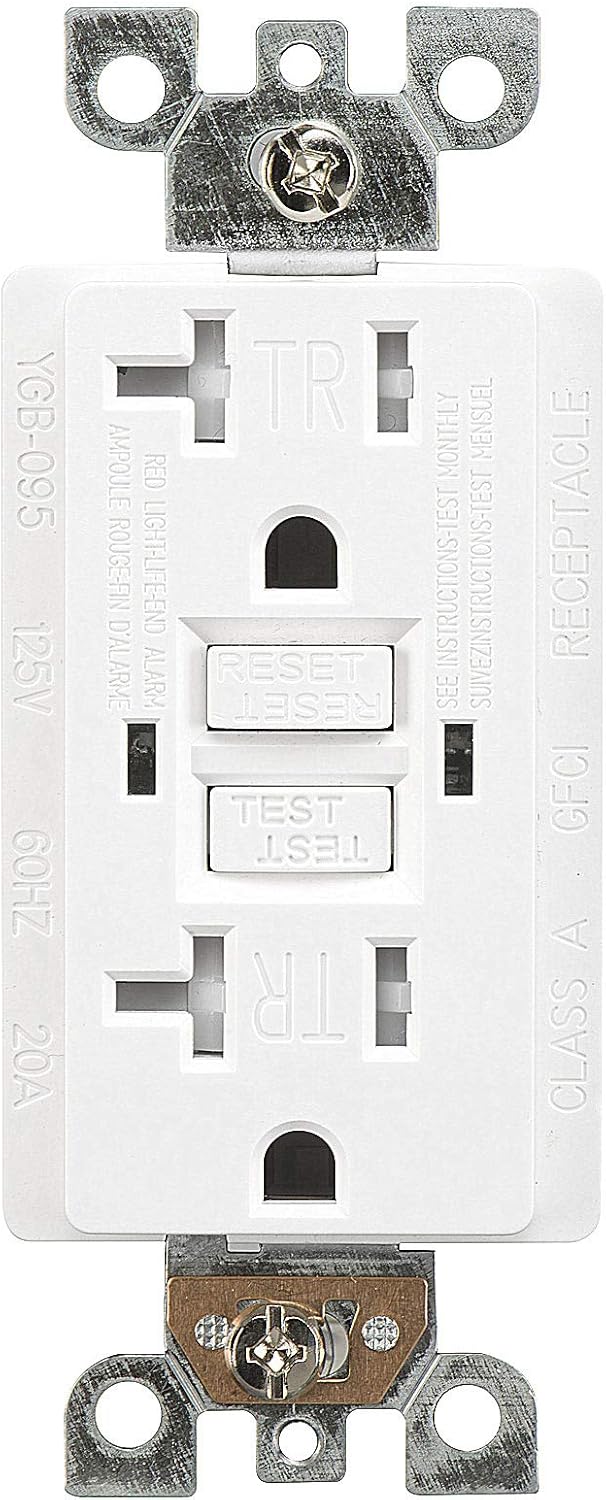 Self-Test Duplex Electrical GFCI Receptacle Outlet,Tamper Resistant GFCI Wall Outlet with LED Indicator,20 AMP 125Volt,Decorator Wall Plate Included,UL Approval(10-Pack)