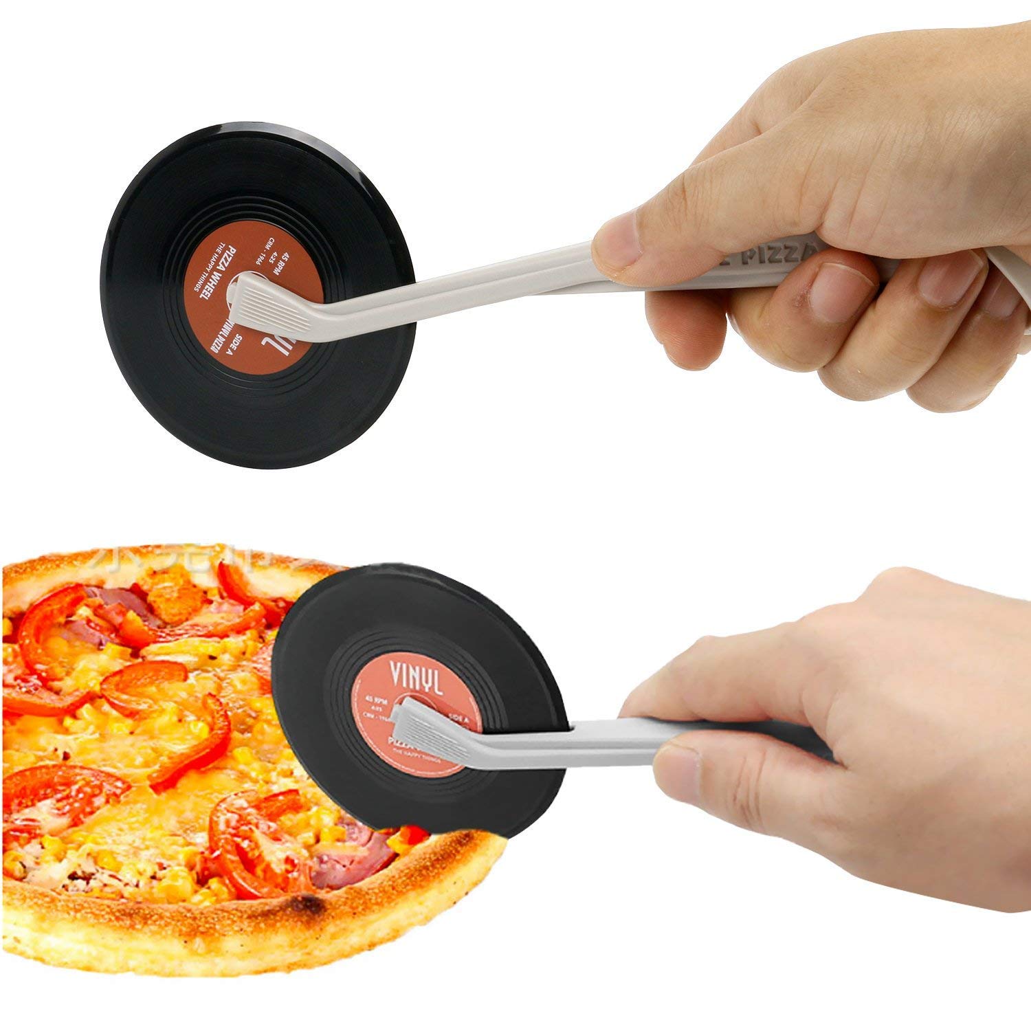 Pasuihcay Vintage Vinyl Record Pizza Cutter Novelty Kitchen Aid, Black