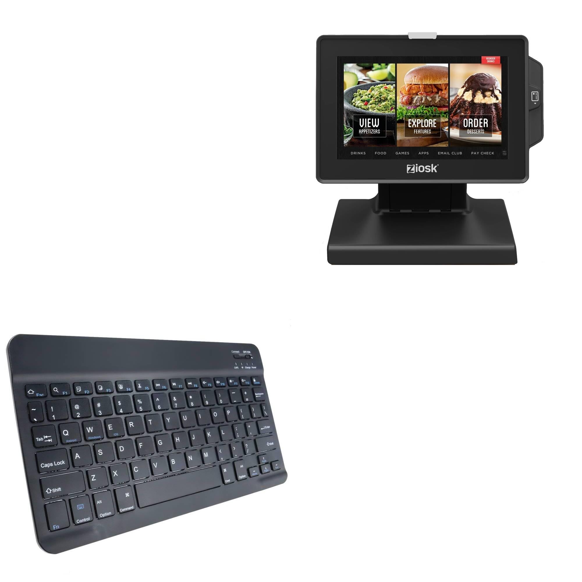 BoxWave Keyboard Compatible with Ziosk Tablet - SlimKeys Bluetooth Keyboard, Portable Thin with Chiclet-Style Keys - Jet Black