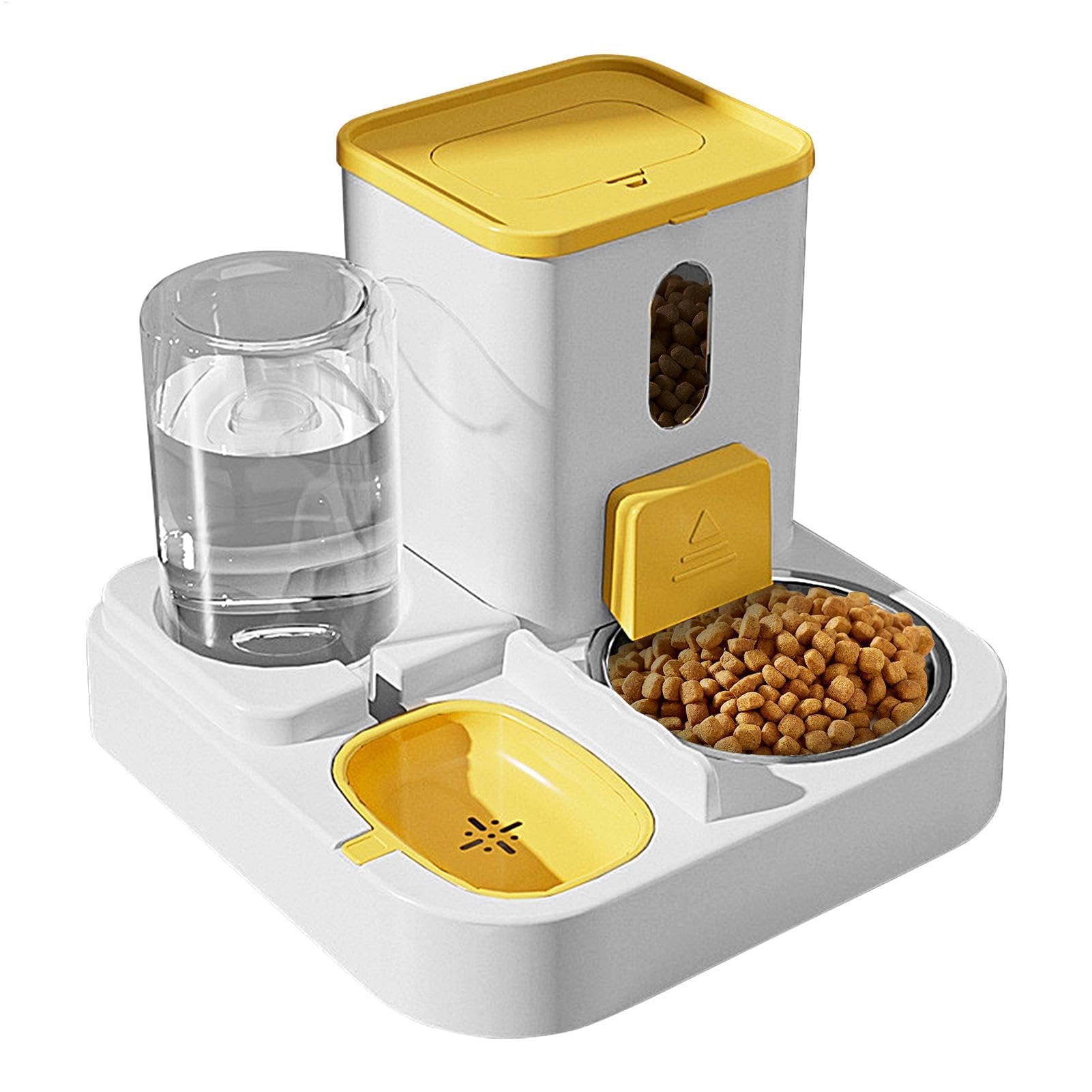 Comedero para Mascotas, Contenedor de Almacenamiento Tazón Comida for Perros Dispensador Mascotas(Giallo)