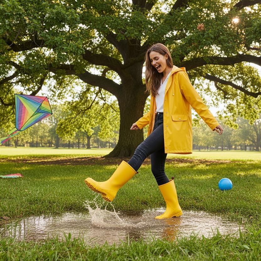 Image of Asgard Women's Mid Calf Rain Boots Waterproof Garden Shoes Slip on Rubber Boots