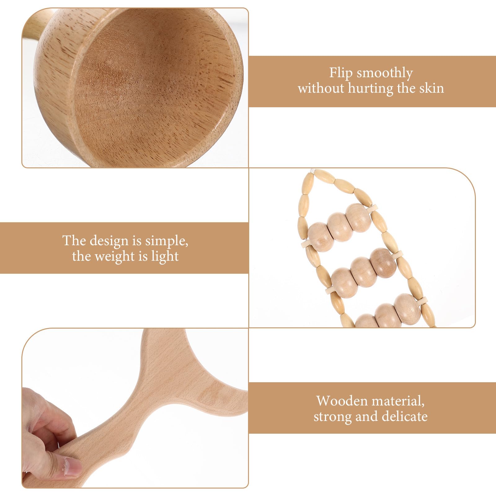 BESPORTBLE Tabla de Raspado Gua Sha de Madera, Palo de Masaje Corporal, Kit, Simple y Ligero, para Uso Doméstico, Masaje de Puntos de Acupuntura y Suelas