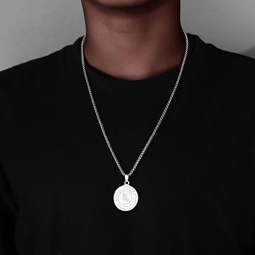 Miniatura 6 de Yaumatea Collar de Oración de la Serenidad con Colgante de Moneda de Manos Orando para Hombres y Mujeres Oración del Señor Versículo Bíblico Coraje