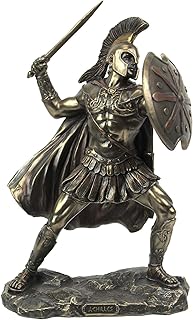 Veronese Design 9 5/8 Inch Greek Hero Achilles Battle Stance Cold Cast Resin Antique Bronze Finish Statue Home Decor