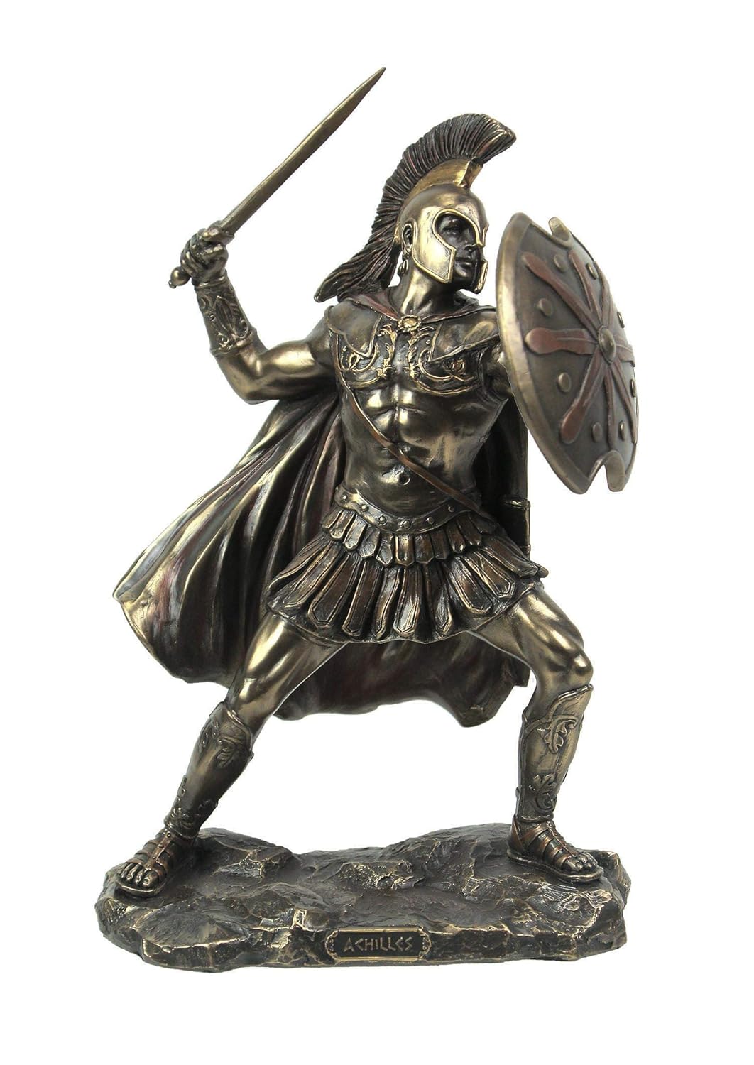 Veronese Design 9 5/8 Inch Greek Hero Achilles Battle Stance Cold Cast Resin Antique Bronze Finish Statue Home Decor Veronese Design 9 5/8 Inch Greek Hero Achilles Battle Stance Cold Cast Resin Antique Bronze Finish Statue Home Decor
