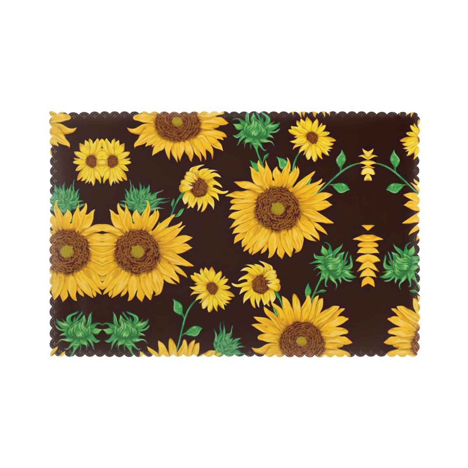 Sets de table polyester lavables et résistants à la chaleur motif tournesol