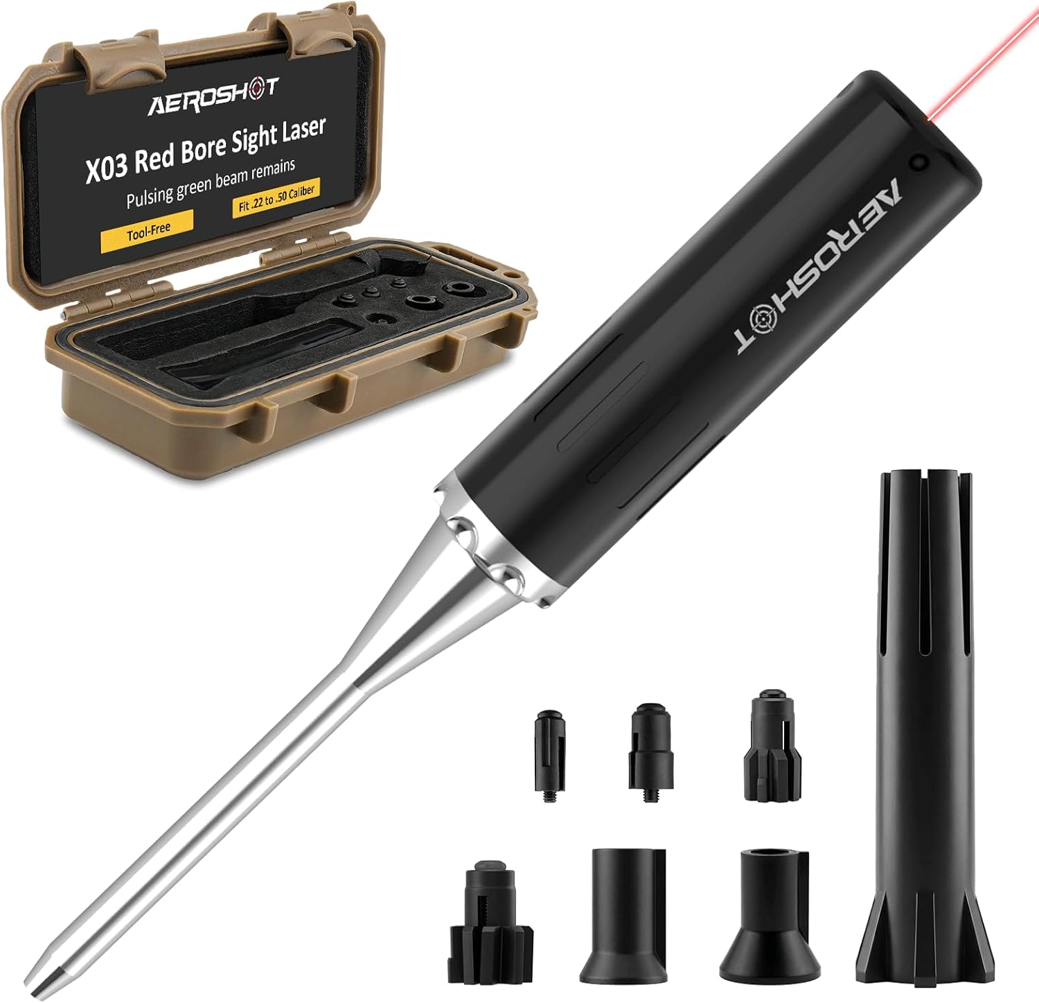 X03 Red Bore Sight Laser, .22–.50 Caliber, Boresighter Green Laser with Flashing Mode, 50 Yards Outdoors / 200 Yards Indoors, Tool-Free Compact&Portable