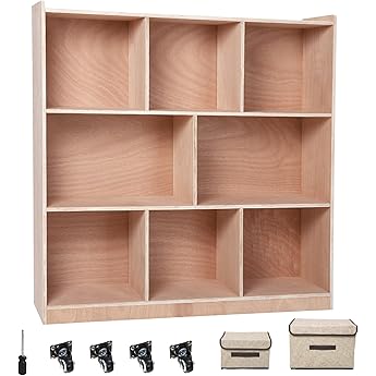 Garvee 5-Section Classroom Coat Locker, 10 Cubbies w/Anti-tip Kit for Classrooms, Daycare Cubby with 4 Casters, 5 Hooks and 2 Storage Boxes, for Home, School, Kindergarten