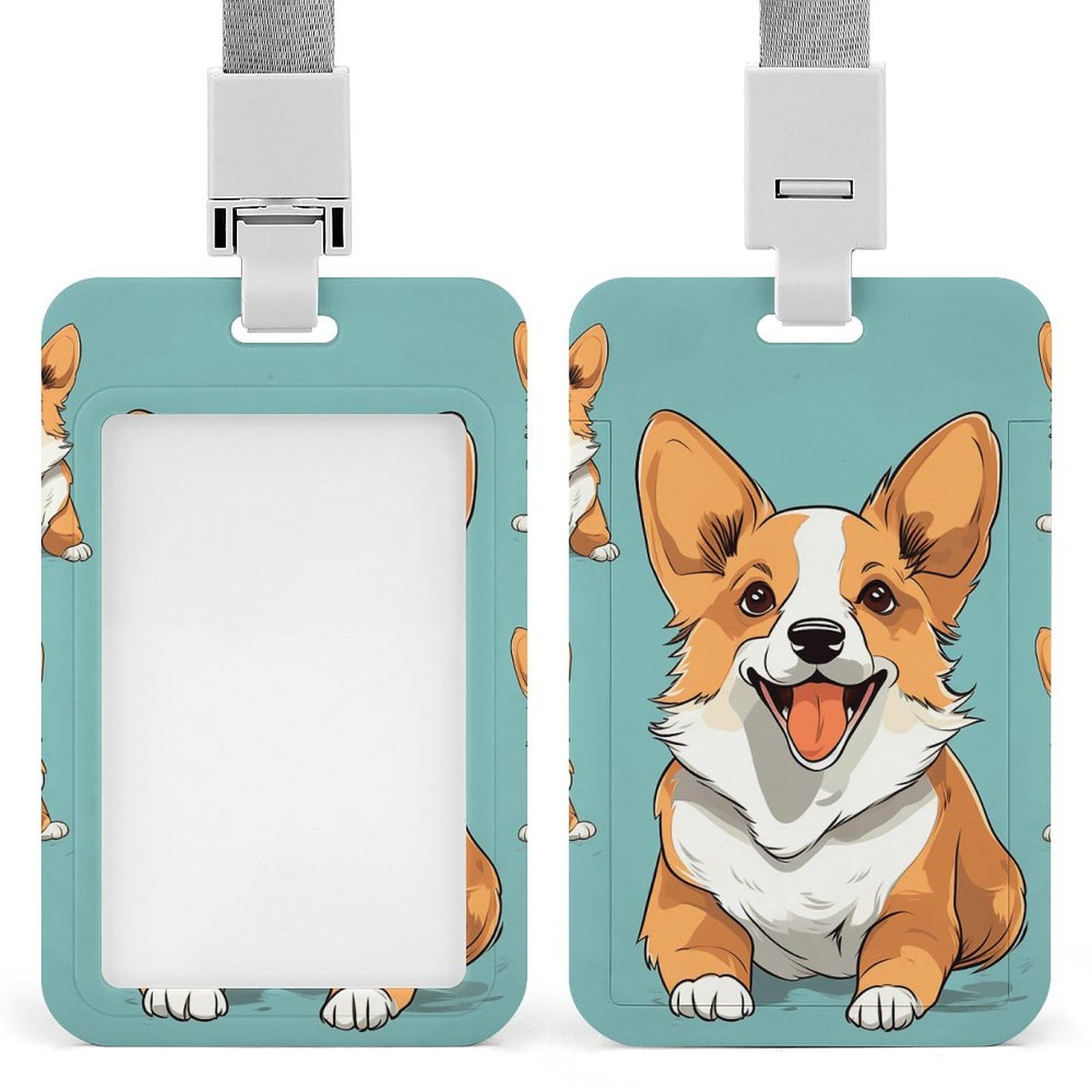 Corgi Cute Dog Badge Holder Work Card Sleeve with Lanyard Waterproof ID  Badge Holder Breakaway ID Card Protector Badge Reel for Nurse Officer  Security 