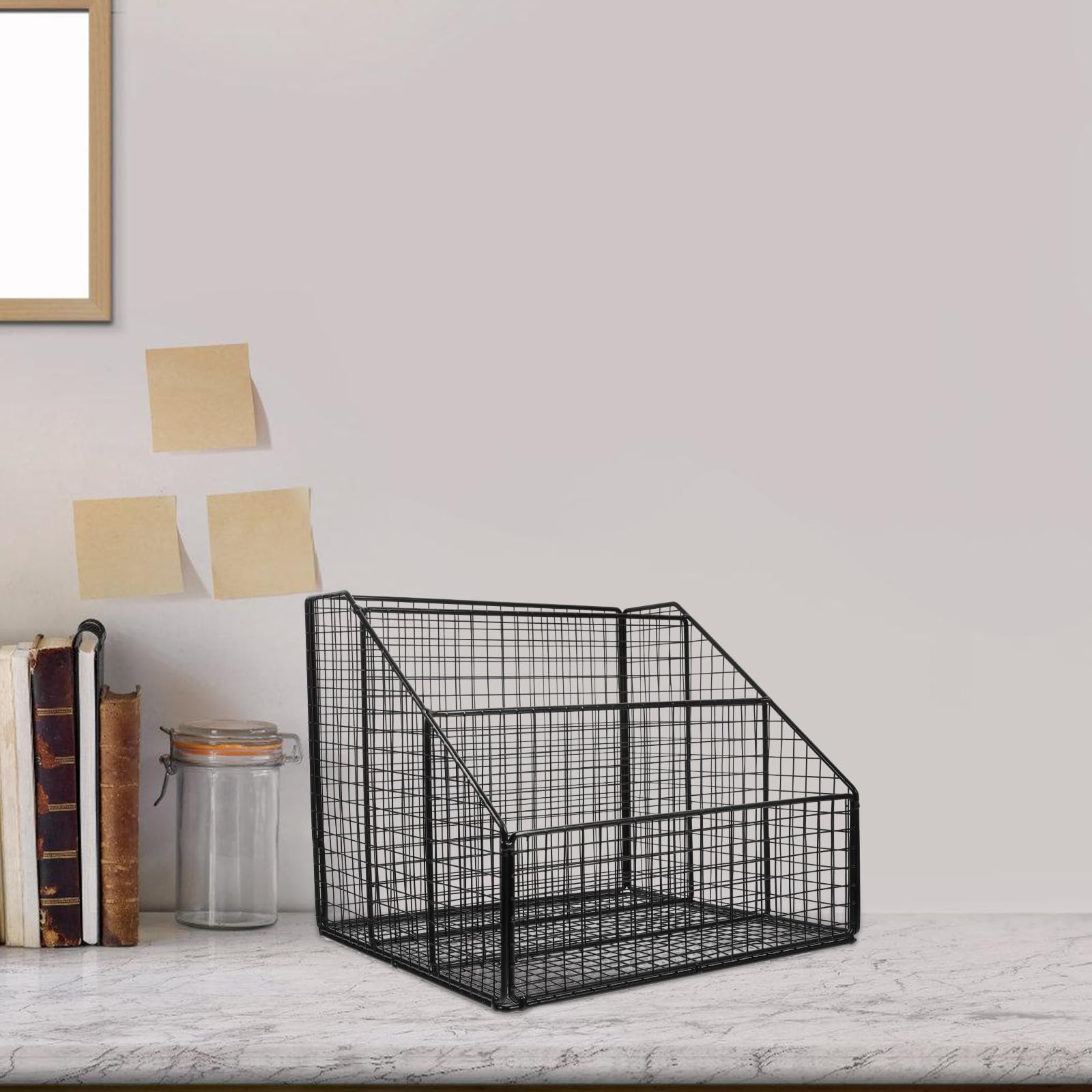 HANABASS Scaffale a Strati in Ferro Nero Grande Capacità per Organizzare Libri e Documenti, Design Moderno per Uso Domestico e Scolastico, Mantiene la Scrivania Ordinata