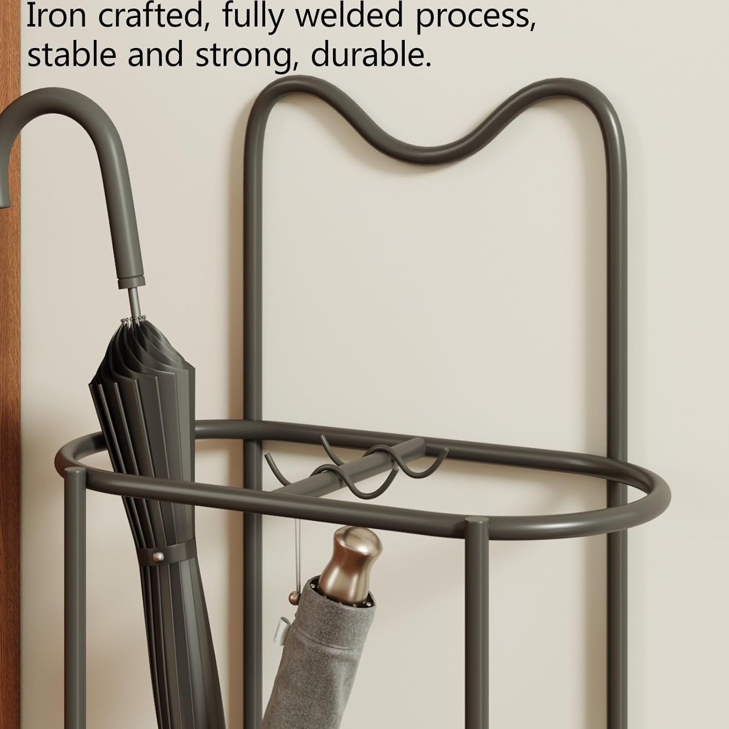 Large Capacity Metal with Drip Tray, Stylish Gold Indoor Umbrella Holder for Office and Home, Partitioned Storage Nizer