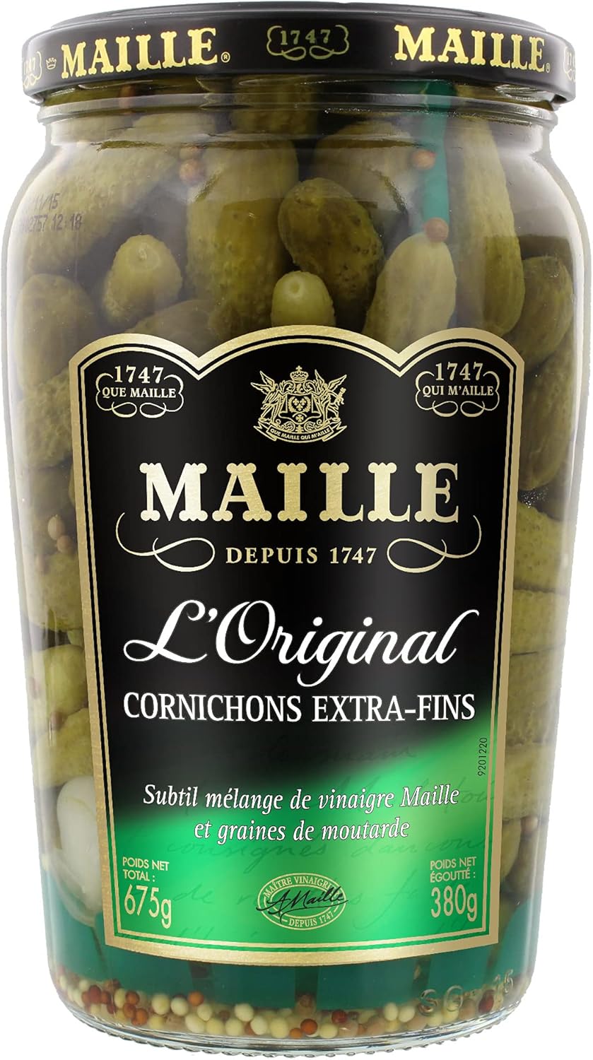 Maille Cornichons ExtraFins L'Original, Croquant et acides, Bocal 380g