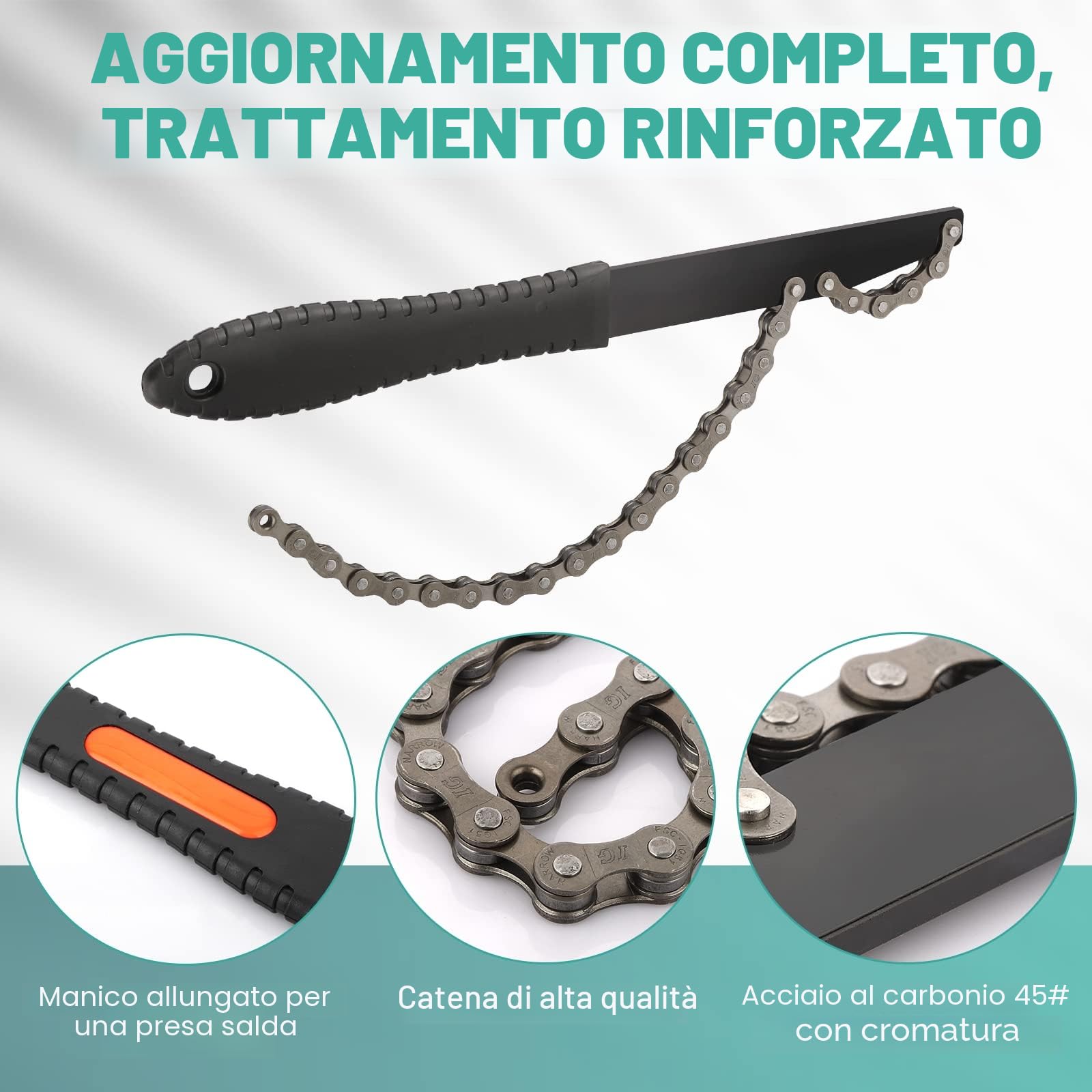 Homord Kit Attrezzi Bici, Chiave a Frusta e Pacco Pignoni, Rimozione Catena Freewheel