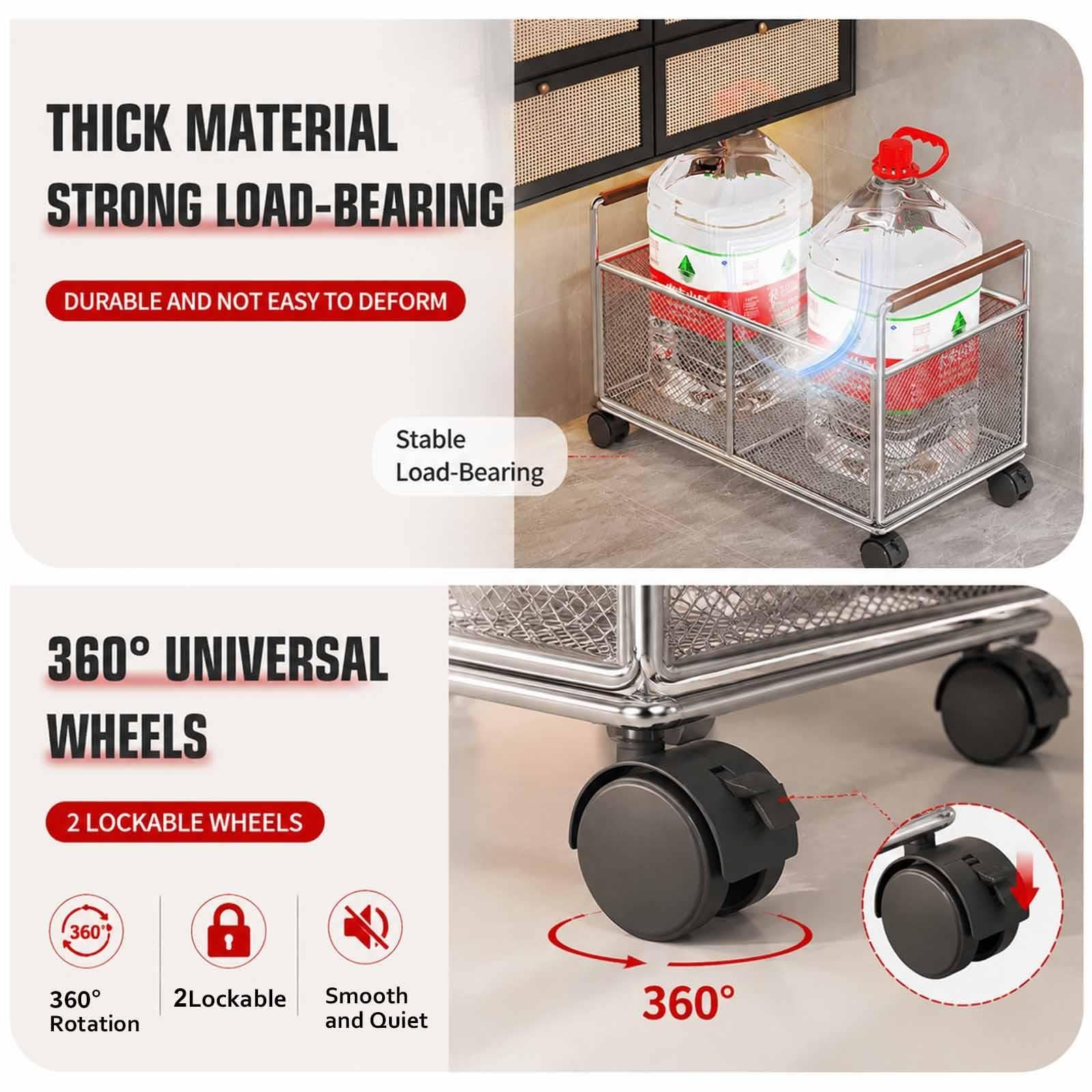 Carrello Porta Biancheria Sporca In Metallo, Cesto Bucato