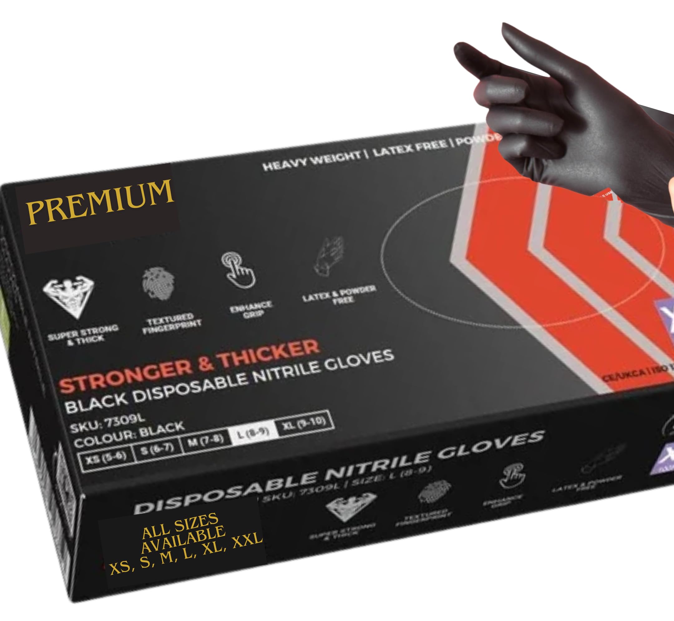 firmsafeT Heavy Duty Strong Disposable Black Nitrile Examination Gloves, Premium Quality| Medical| Mechanical| Industrial| Hair & Beauty| Food| Janitorial| Powder Free| Latex Free (100, Small)