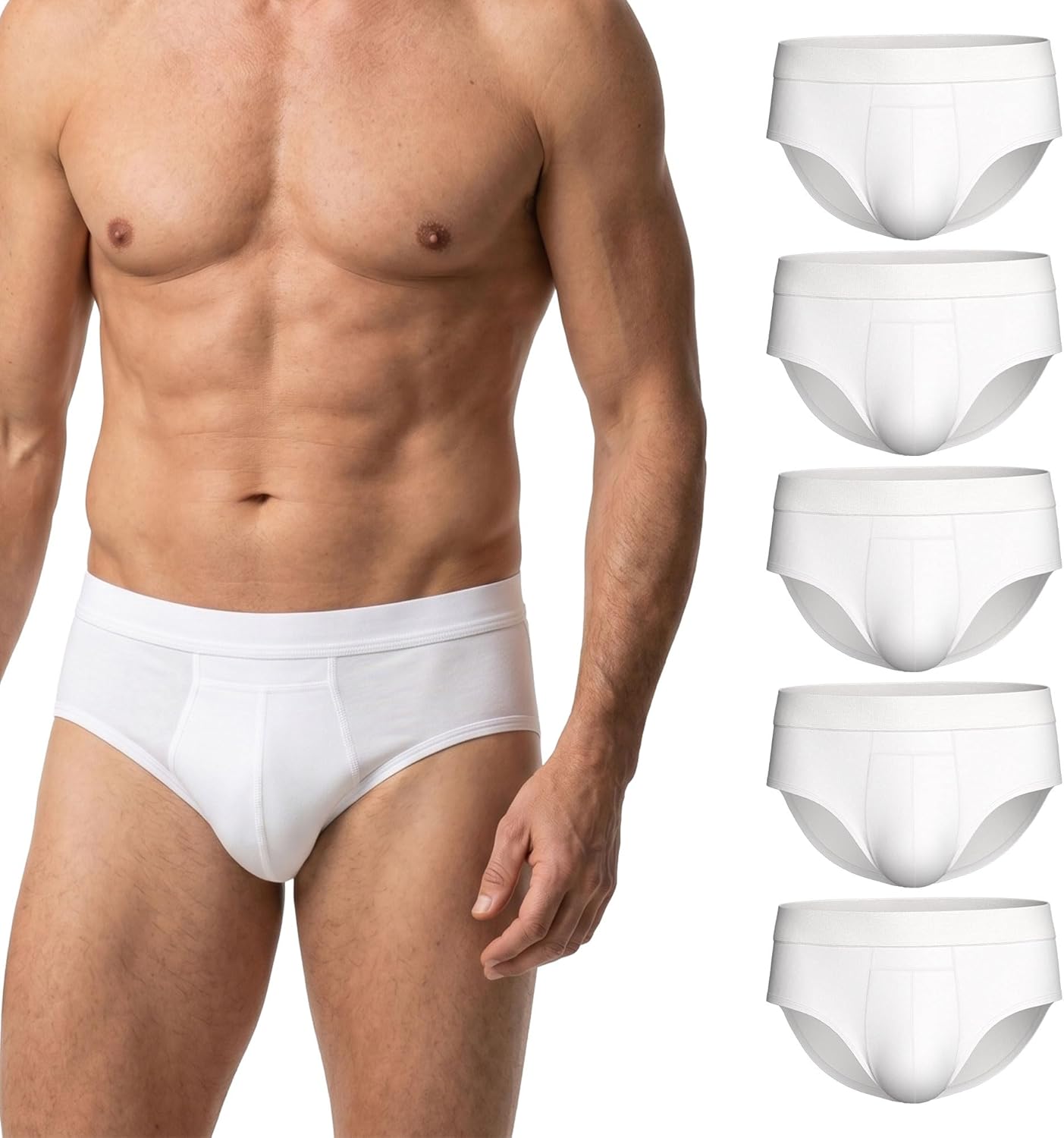 PROTECHDRY Washable & Reusable Urinary Incontinence Cotton Brief Underwear for Men - 5 Pack, White, Size Small