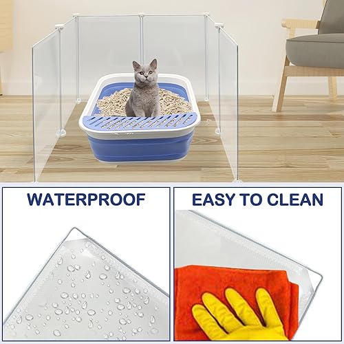 Miniatura 5 de VCEPJH Caja de arena extragrande para gatos, protector contra salpicaduras de 24 x 22.8 x 15.7 pulgadas de alto, escudos de orina para caja de arena