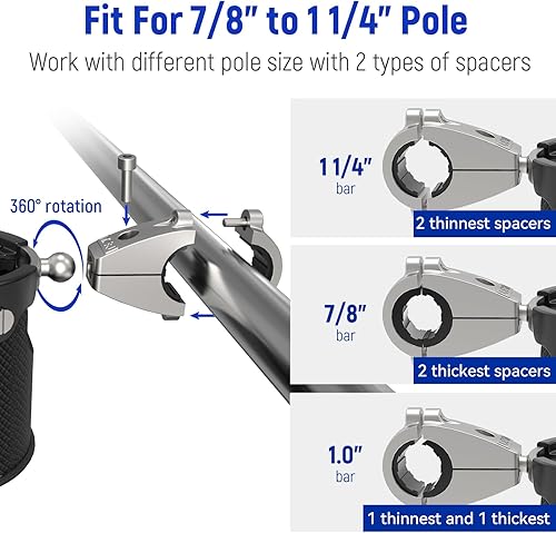 Miniatura 5 de LEXIN LX-C3 - Portavasos para motocicleta con soporte giratorio de 360°, soporte de bebida grande para barco con canasta, soporte de manillar