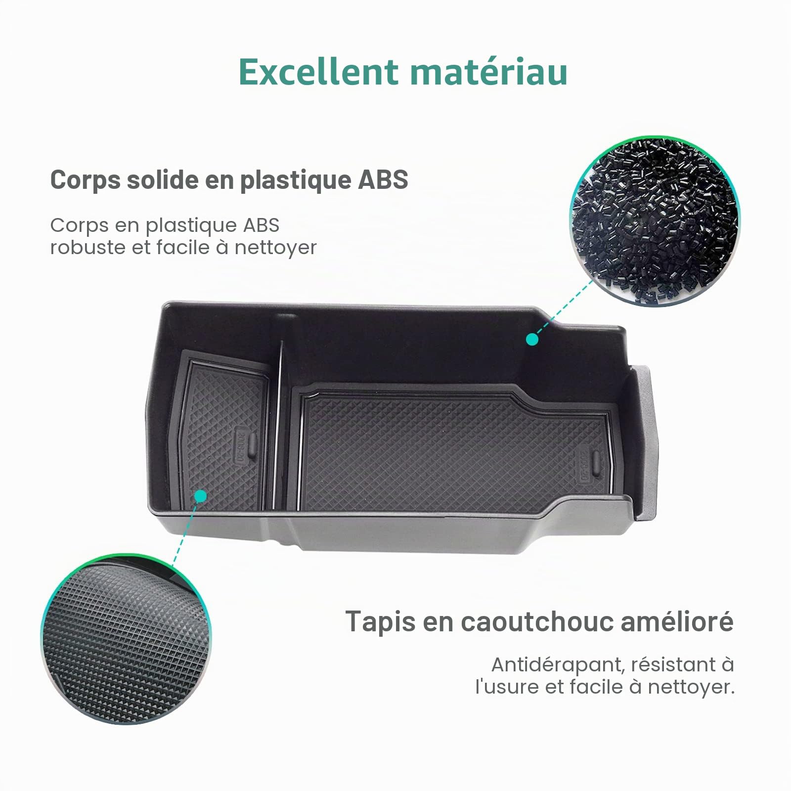 GAFAT Compatible avec Peugeot 208 e-208/2008 e-2008 Restyling 2025 2026-2020 Boîte de Rangement pour Accoudoir, Organisateur de Console Centrale, Peugeot 2008 Accessoires (Noir)