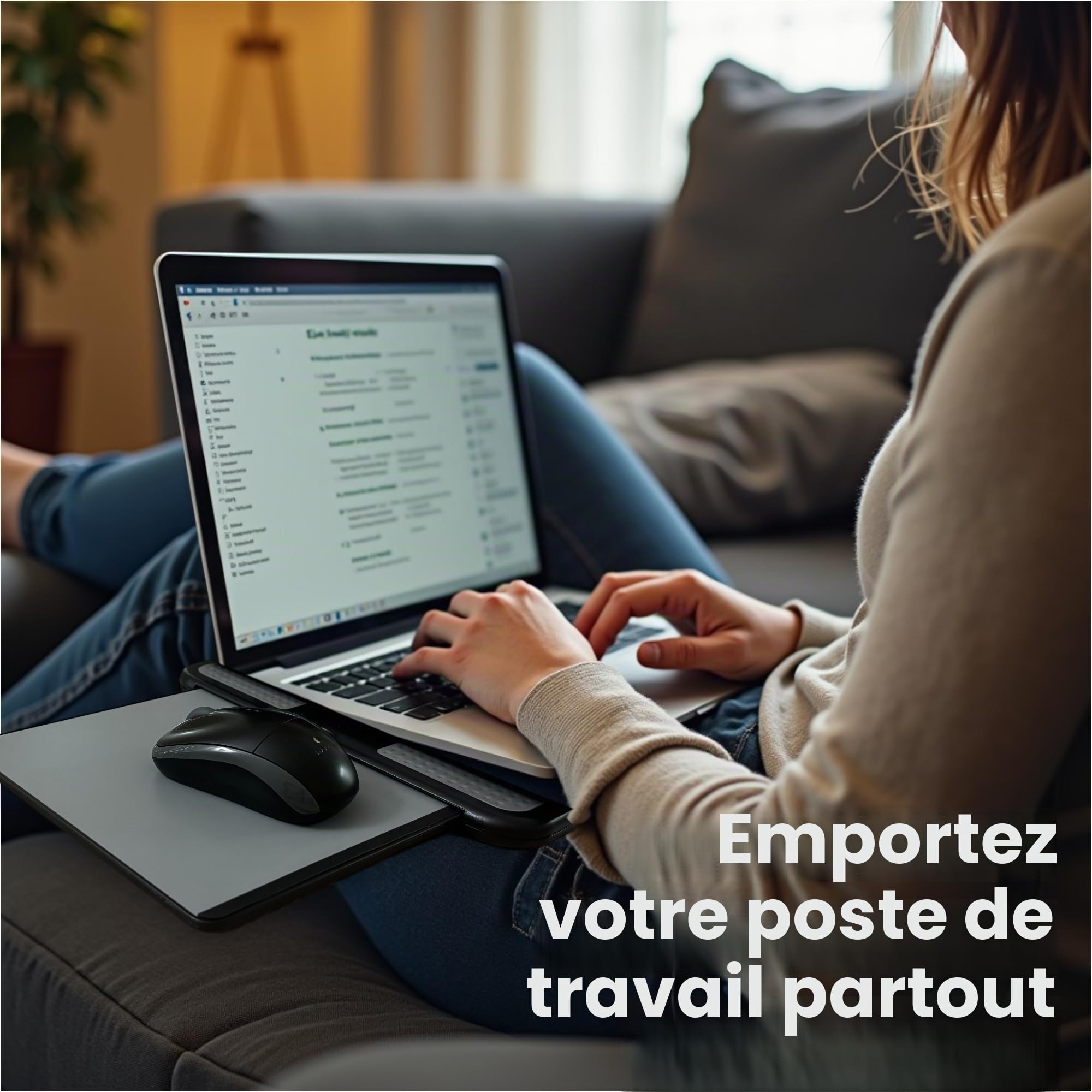 Max Smart Tapis Portable pour Ordinateur Portable avec Plateau de Souris rétractable, Bouclier Thermique antidérapant
