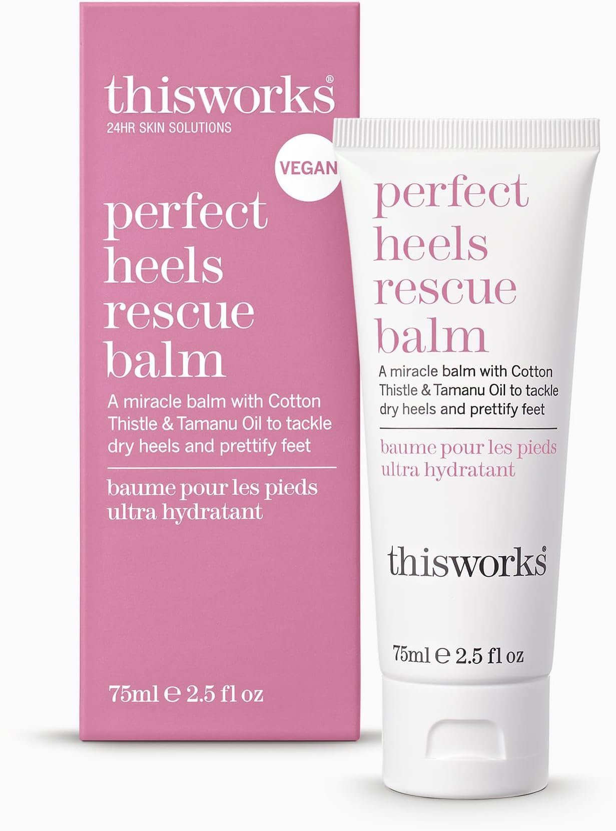 Perfect Heels, 75 ml - Natural Foot Cream Infused with Cotton Thistle, Lemon and Lavender Essential Oils - Nourishing Foot Moisturiser and Heel Balm for Cracked Heels and Dry Skin