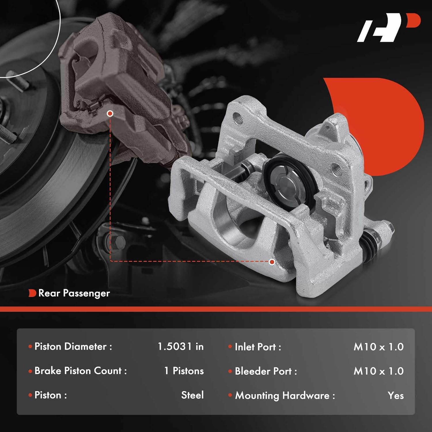 A-Premium Disc Brake Caliper Assembly with Bracket Compatible with Mazda 6 2016-2021 - Rear Right Passenger Side