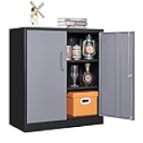 Letaya Metal Storage Cabinets with Lock Door and Shelves, Steel Garage Tool Cabinets for Home,Office, Warehouse,Lockers (36“-Black&Gray)