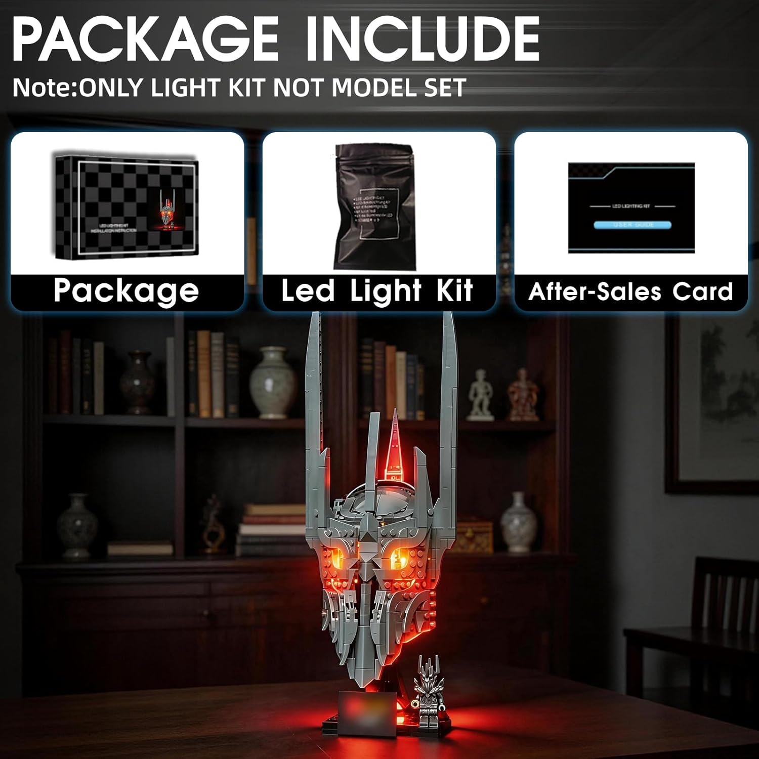 LED Light Kit Compatible with Lego Sauron's Helmet 11373 Set, Light Kit for Lego 11373 Building Blocks Model, Not Included The Model Set