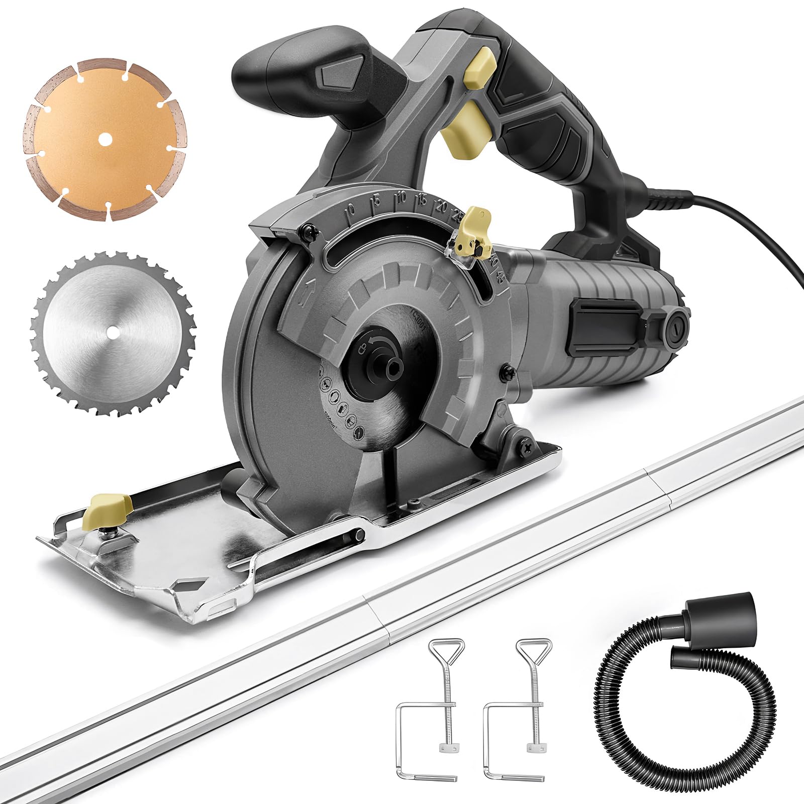 Photo 1 of 7.5 AMP Mutil-Purpose Plunge Circular Saw, Marble Track Saw with 115mm Diamond Blade, Dust Exhauster Pipe, 2x Extender 3 * 40mm Tracks