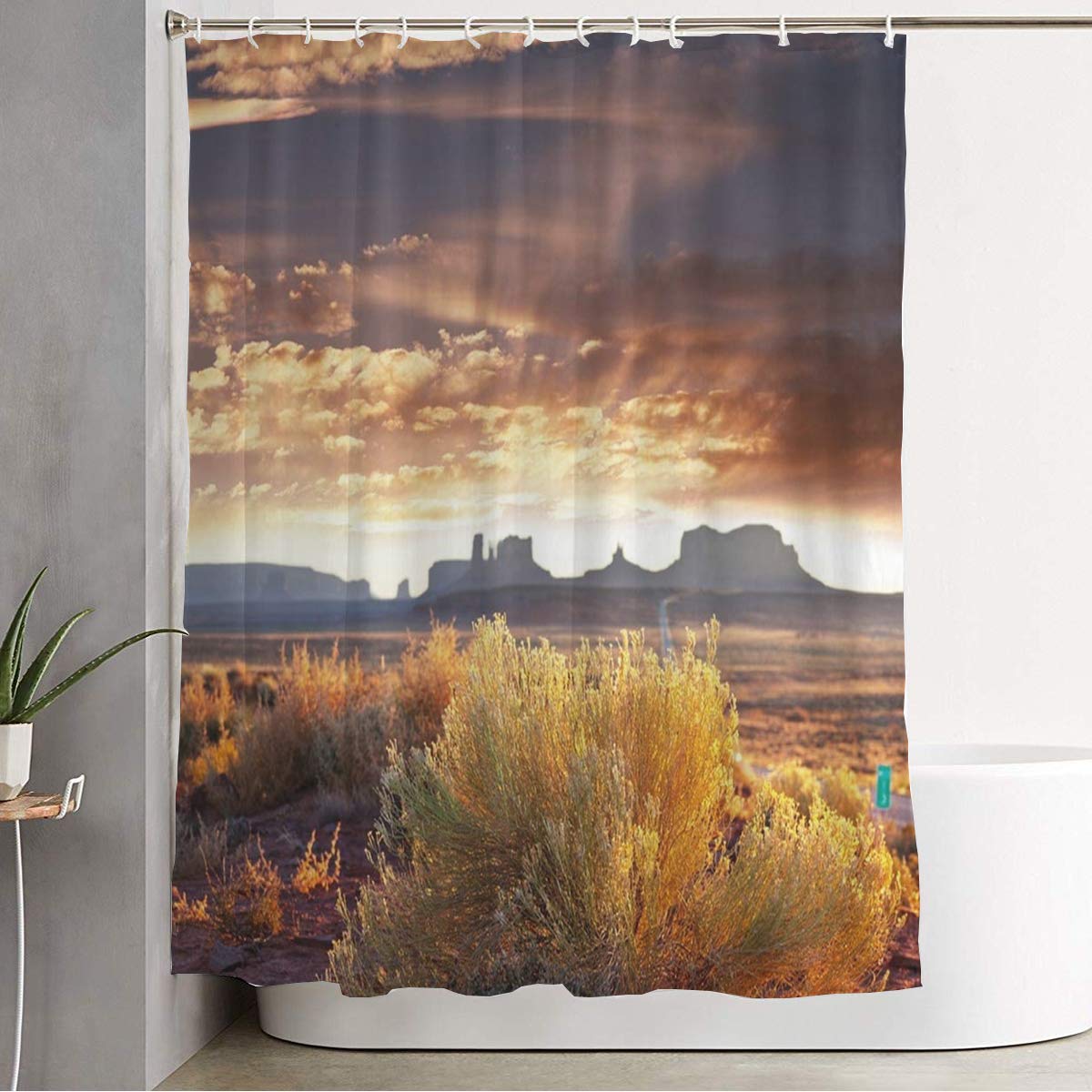Anmbsk Shower Curtain for Bathroom Waterproof Hill Red Valley Utah USA Nature Parks Western West Landscape Southwest Butte Desert Sunset Journey Bath Curtain Polyester Fabric with Hooks 72" x 78"