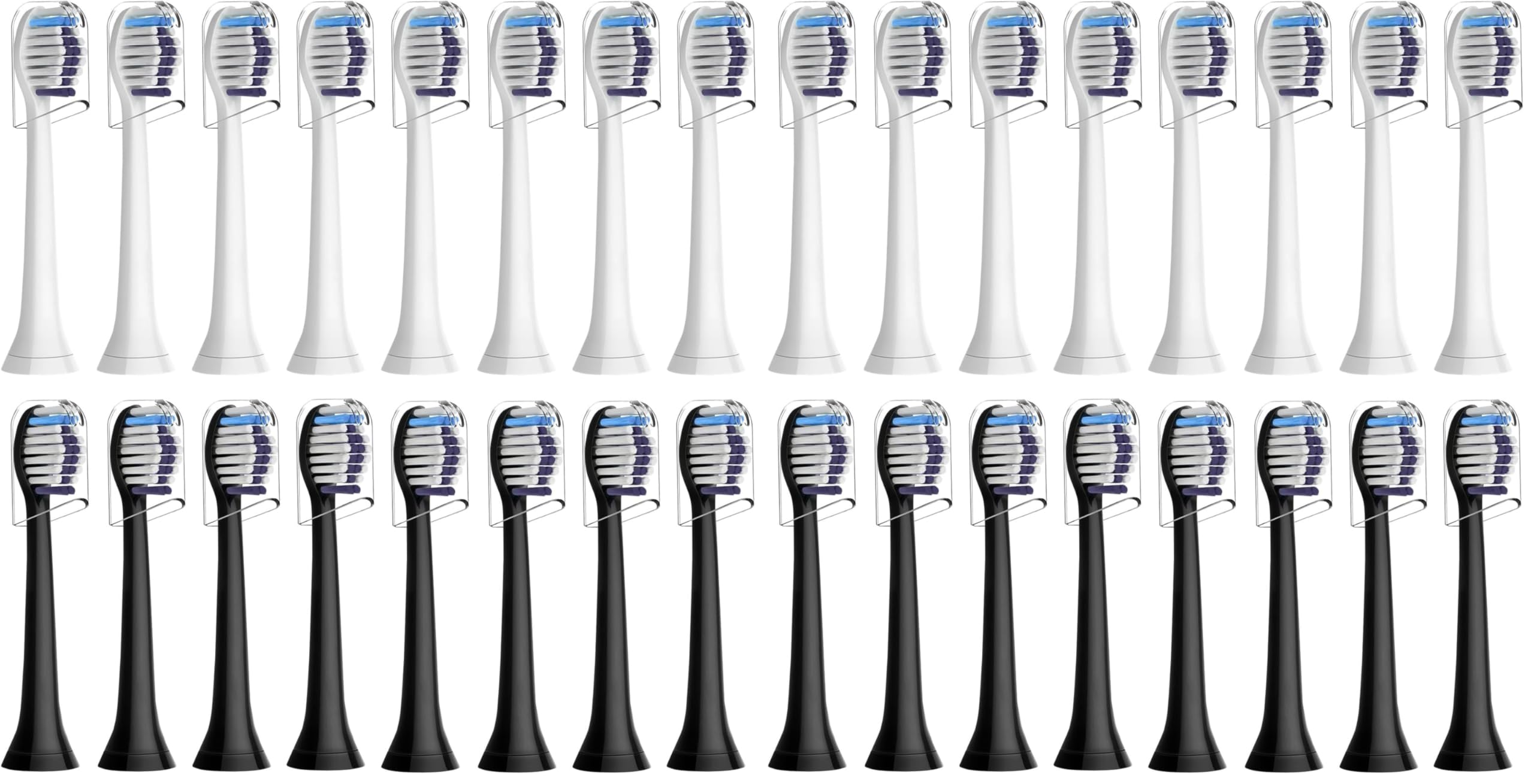 16 Stück Whitening Clean Ersatzbürsten Kompatibel mit Philips Sonicare Elektrische Zahnbürste, 8er Weiße und 8er Schwarz Bürstenköpfe. (Packung mit 2)