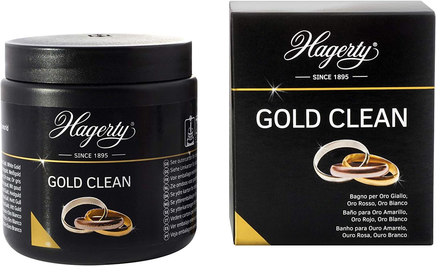Hagerty Gold Clean Bathroom Cleaner Gold 170ml I Bathroom for Cleaning Jewelry Gold Yellow, White, Pink and Red I Gold Jewelry Cleaner for New Shine I With Basket